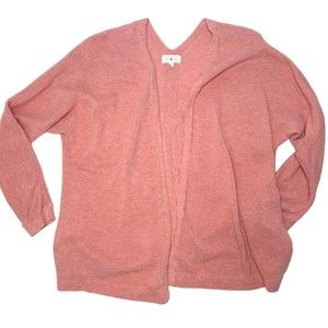 Lou & Grey Women's Sz Medium Pink Waffle Knit Long Sleeve Cardigan Sweater